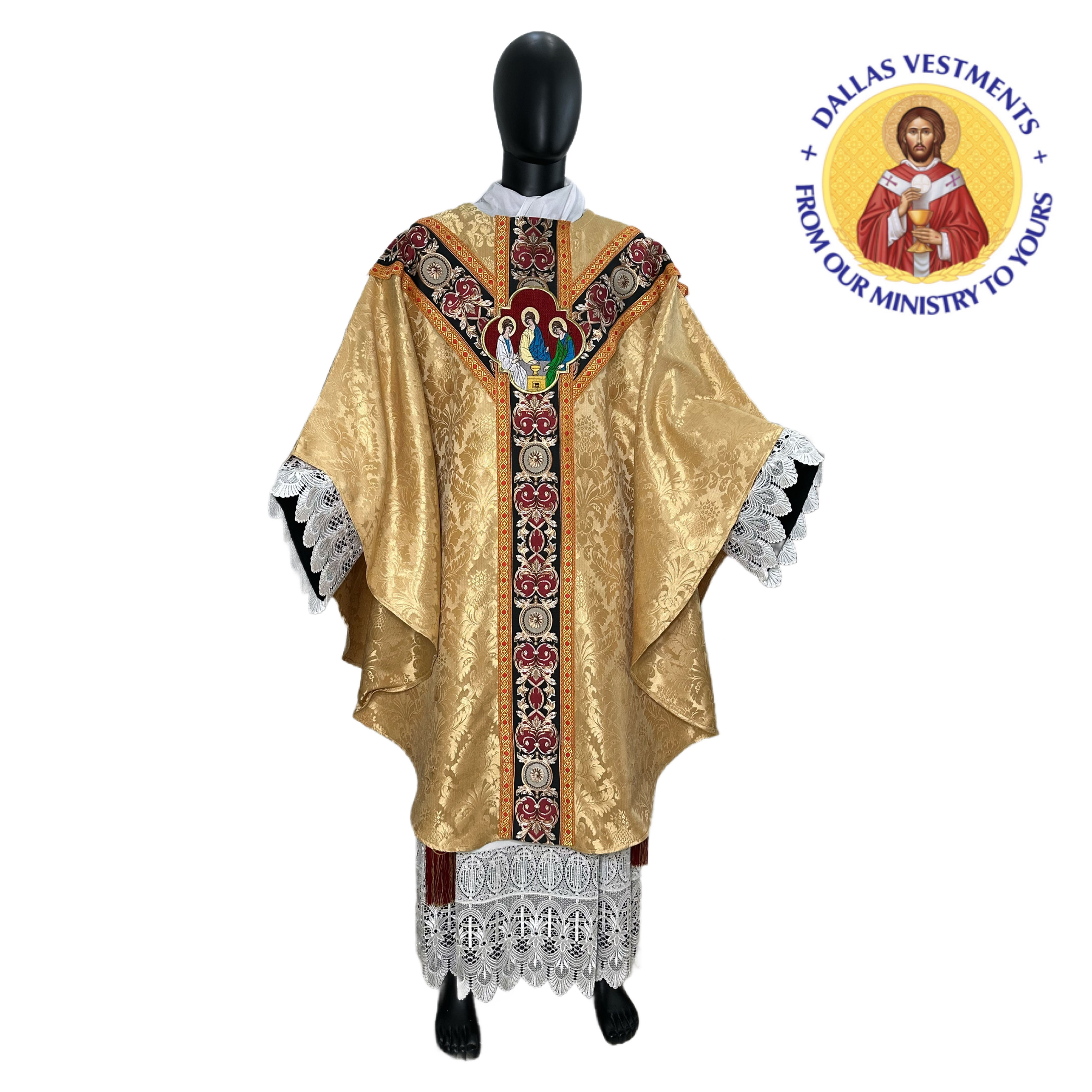 Gold Semi-Gothic Chasuble set (Holy Trinity)