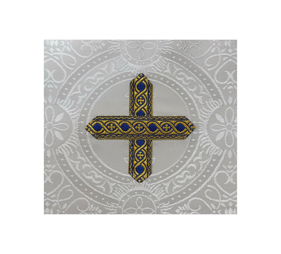 Thumbnail: White Marian Brocade Roman Chasuble + stole (Annunciation )