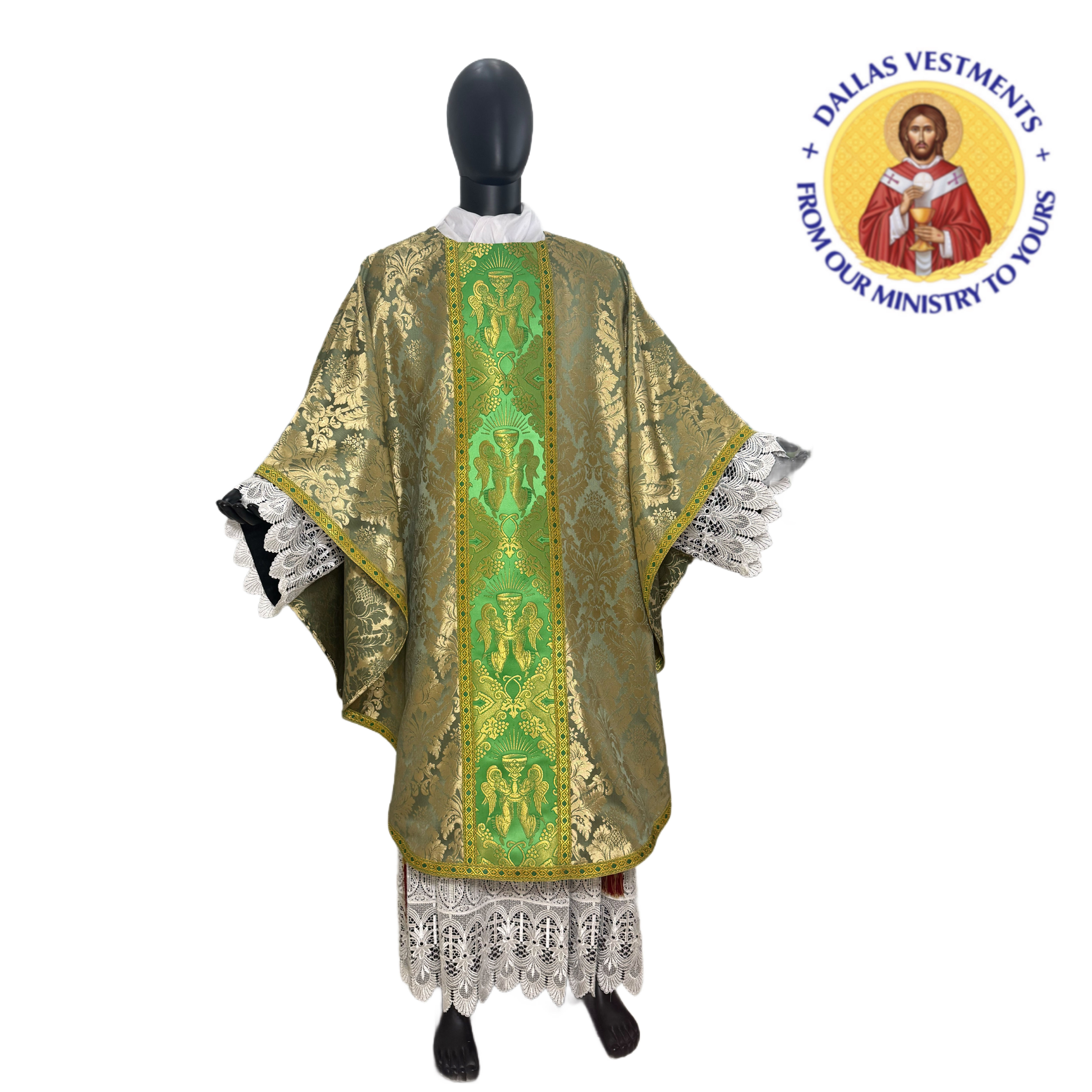 Green Gothic Chasuble (Metallic Orphrey)