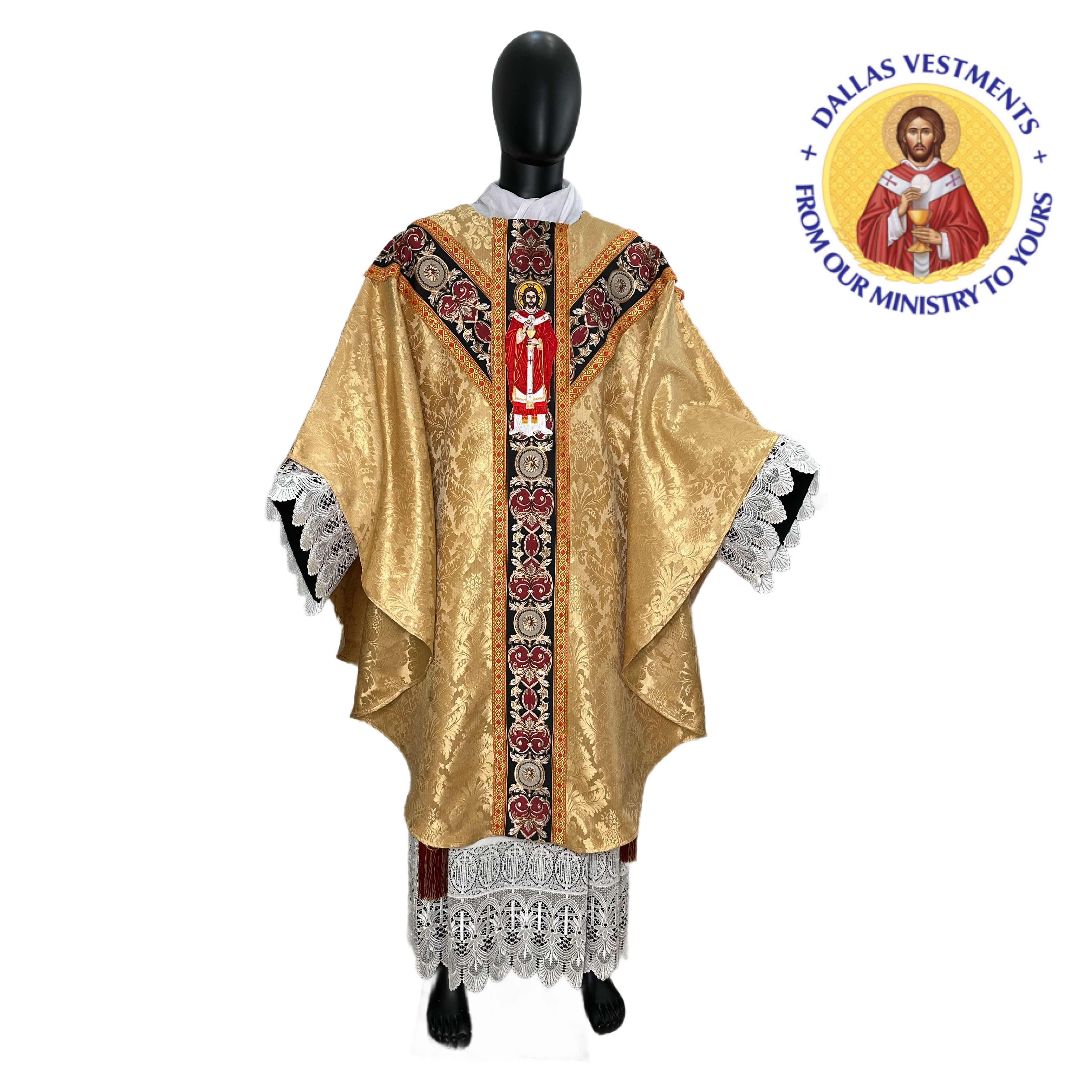 Gold Semi-Gothic Chasuble set (Jesus - the High Priest)