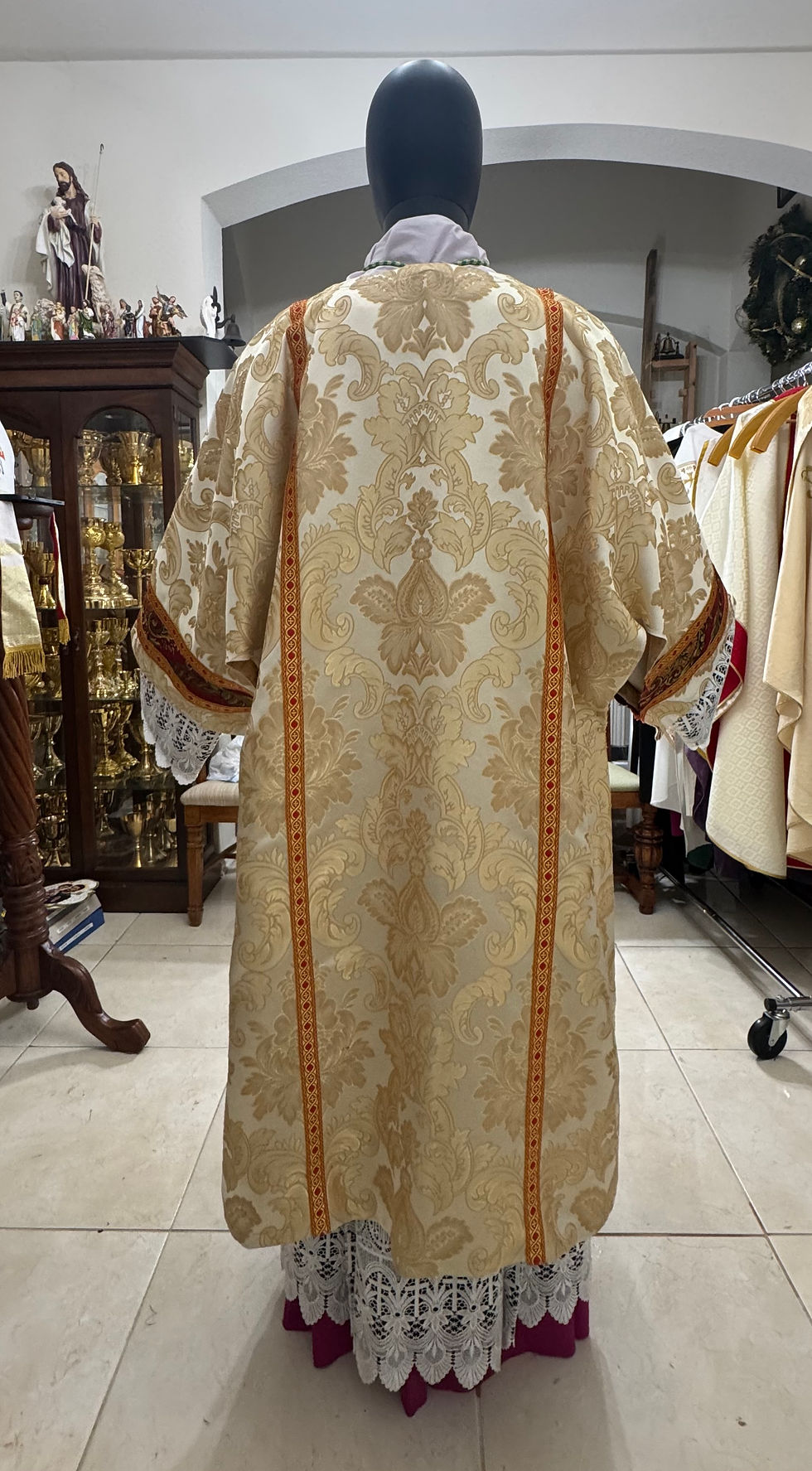 Thumbnail: Gold Gothic Dalmatic + Stole (Red Rayon Chenille))