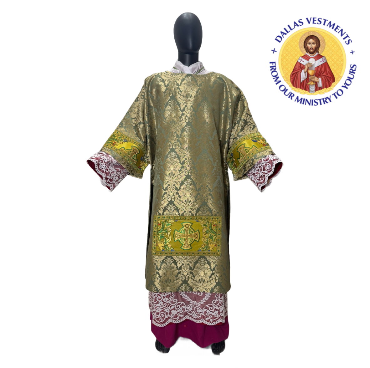 Green Jacquard Dalmatic( IC XC Nika- Jesus Christ conquers)) 