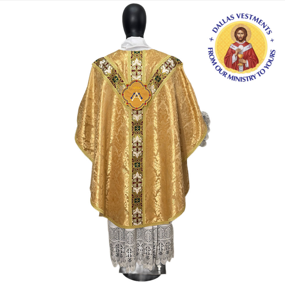Thumbnail: Gold Semi-Gothic Chasuble set (Gold Victoria) Immaculate Heart of Mary