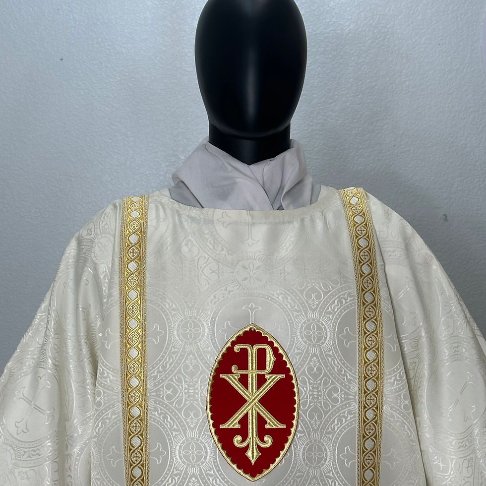Thumbnail: White Brocade Dalmatic + Stole (Chi and Rho)