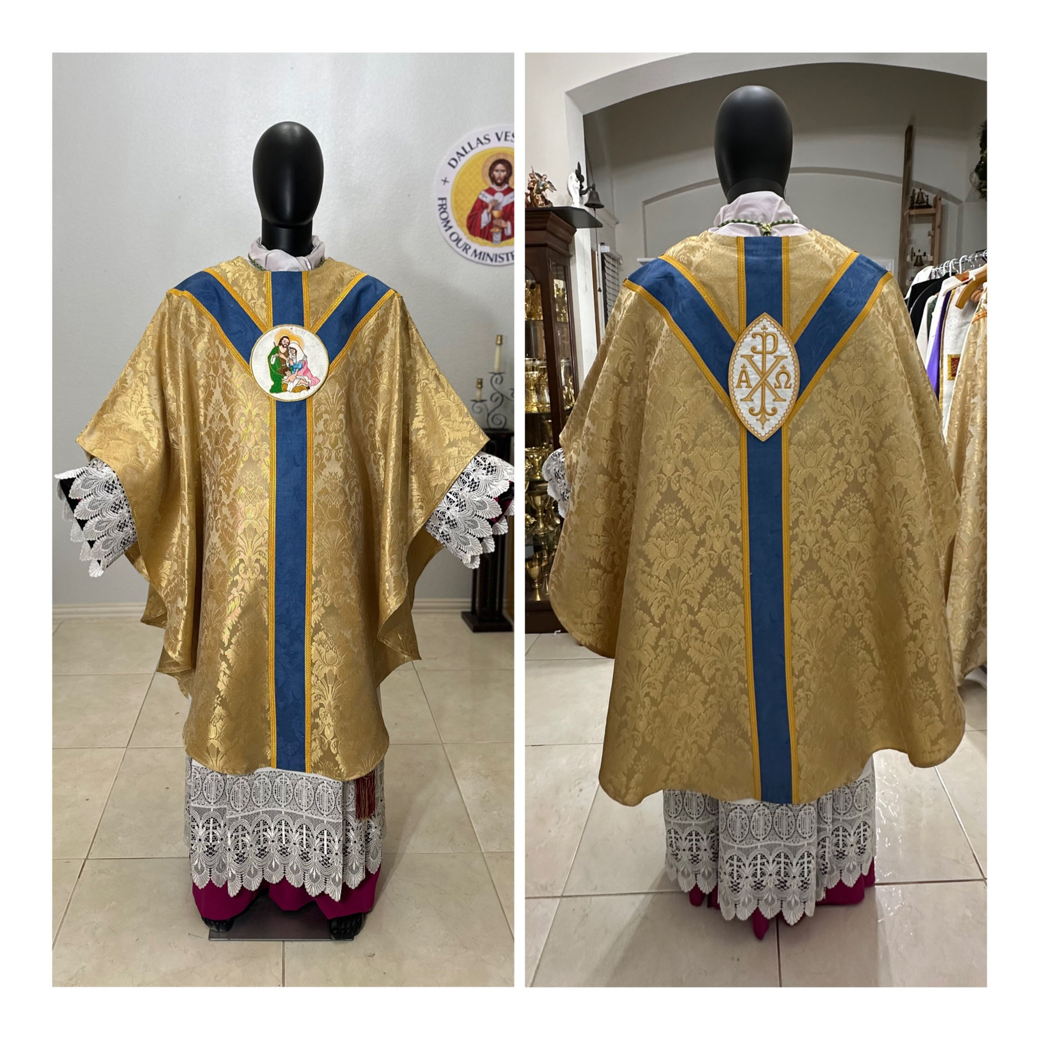 Gold Semi-Gothic Chasuble set (Holy Family)