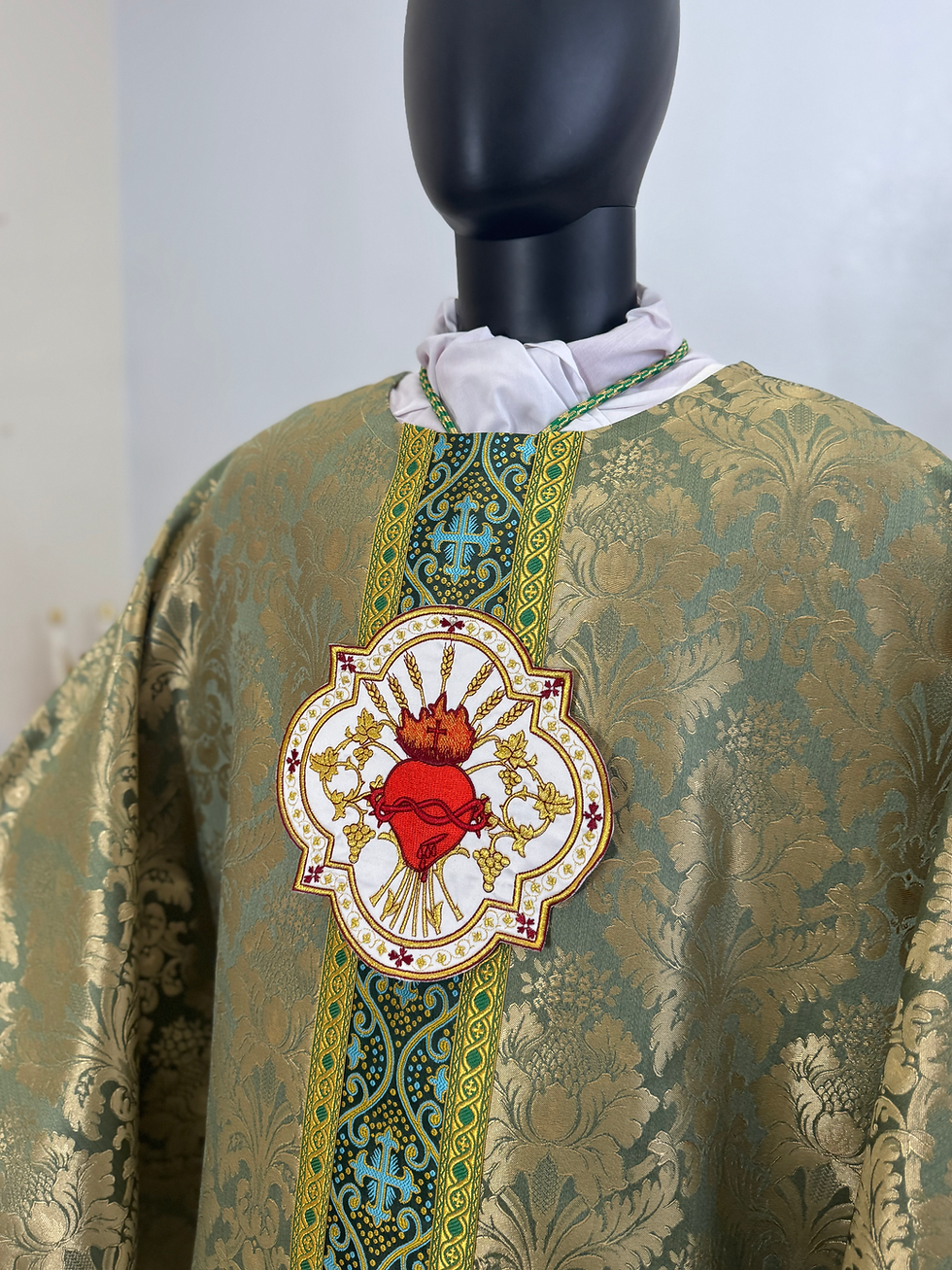 Thumbnail: Green Jacquard Gothic Chasuble - Sacred Heart