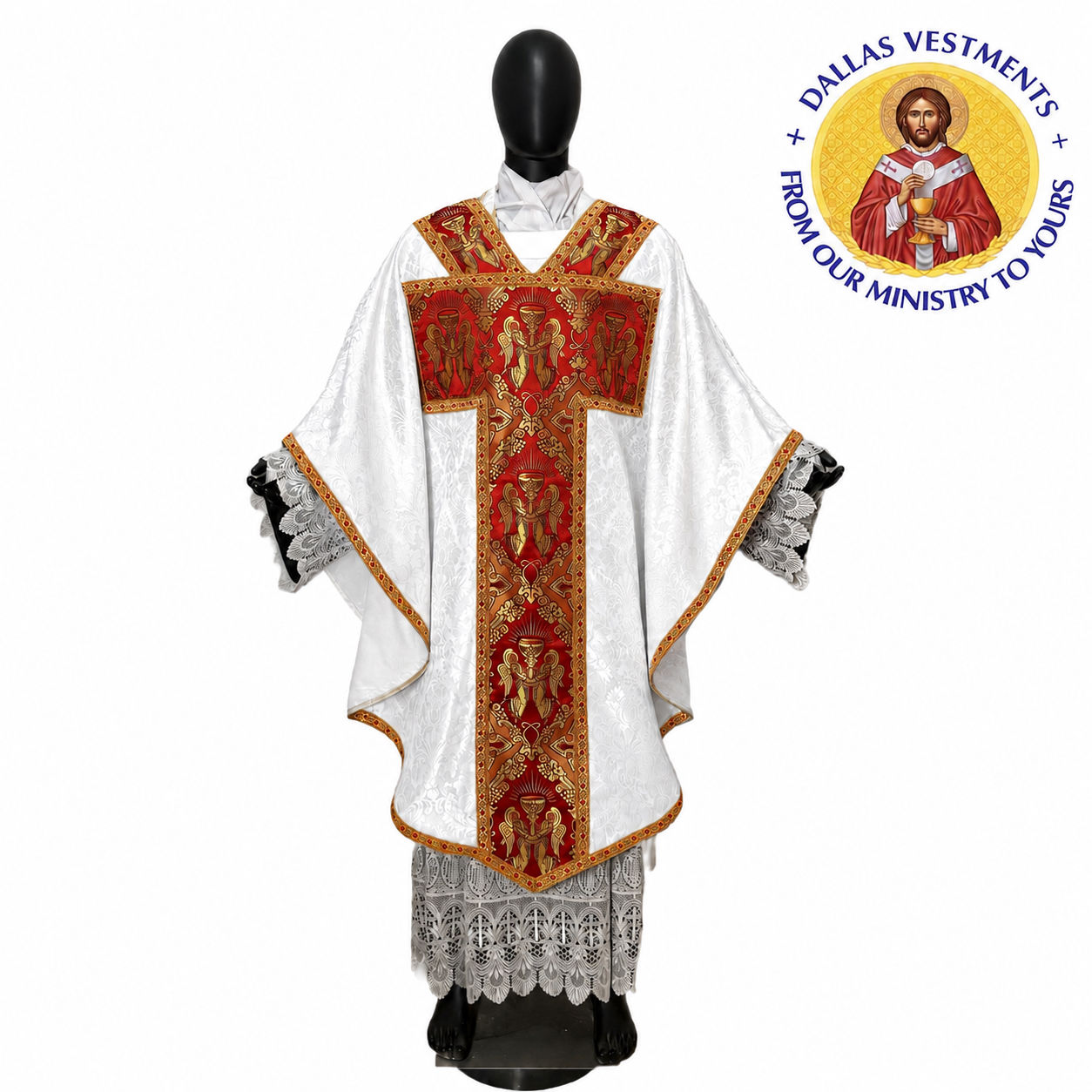 White Borromeo  Chasuble + stole (Red Corpus Christi )