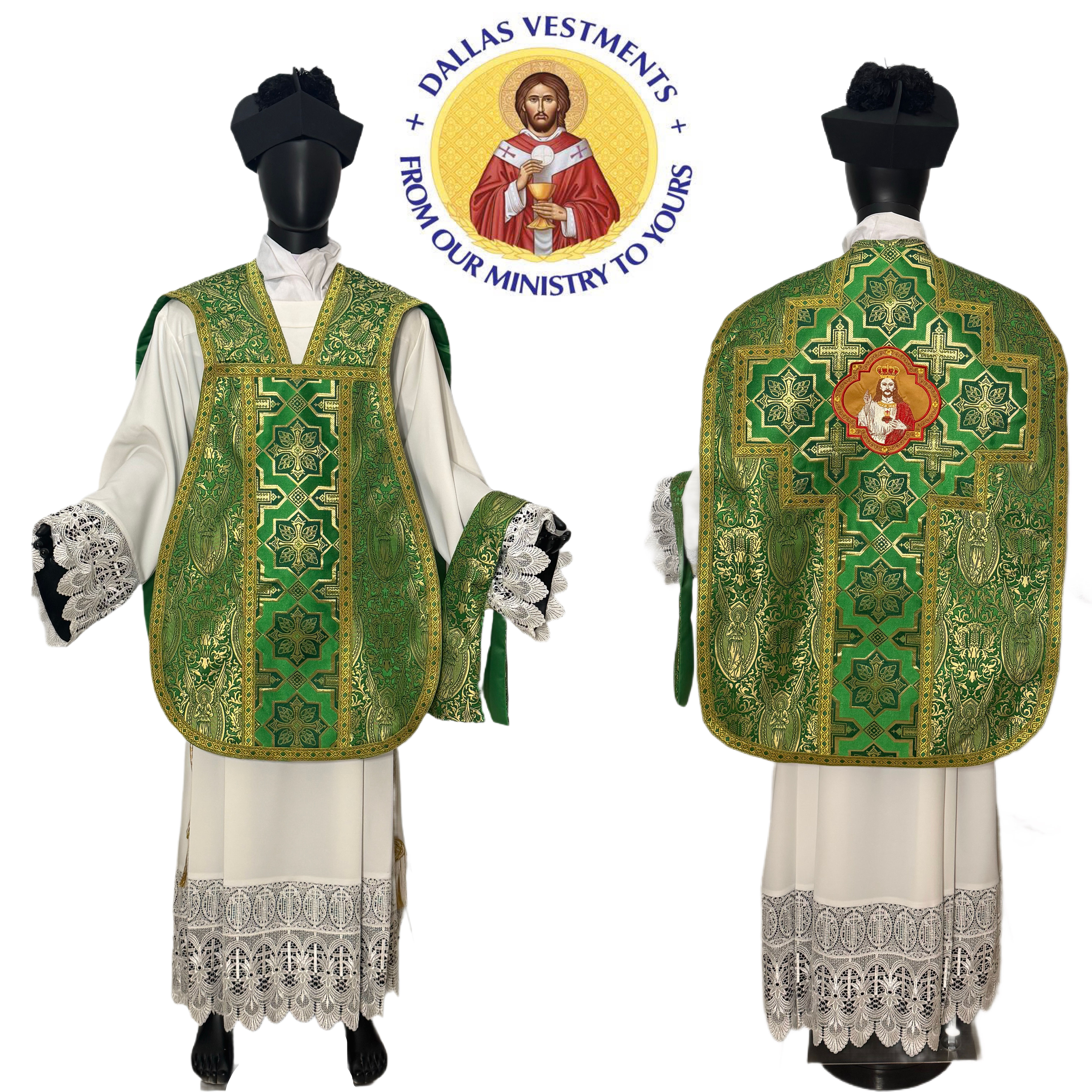 Green Angels Roman Chasuble (Christ the King)