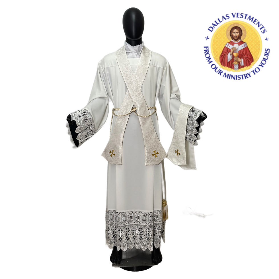 Thumbnail: White Floral Roman Chasuble + stole (Angels)