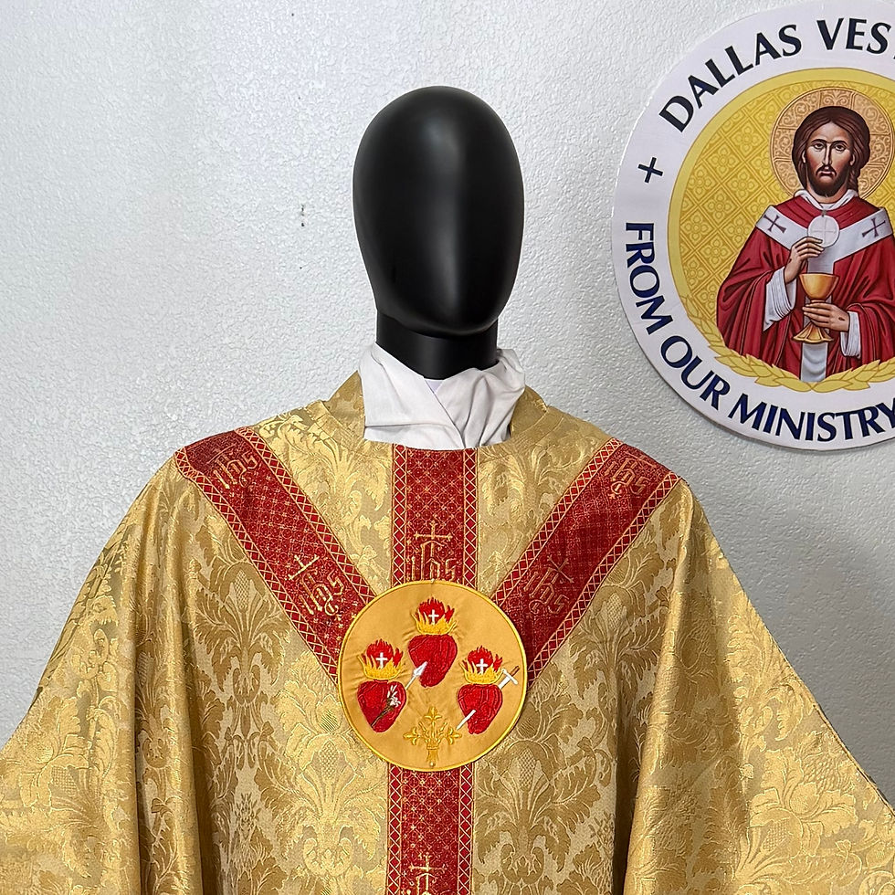 Thumbnail: Gold Semi-Gothic Chasuble set (Red JHS) (Sacred Heart)