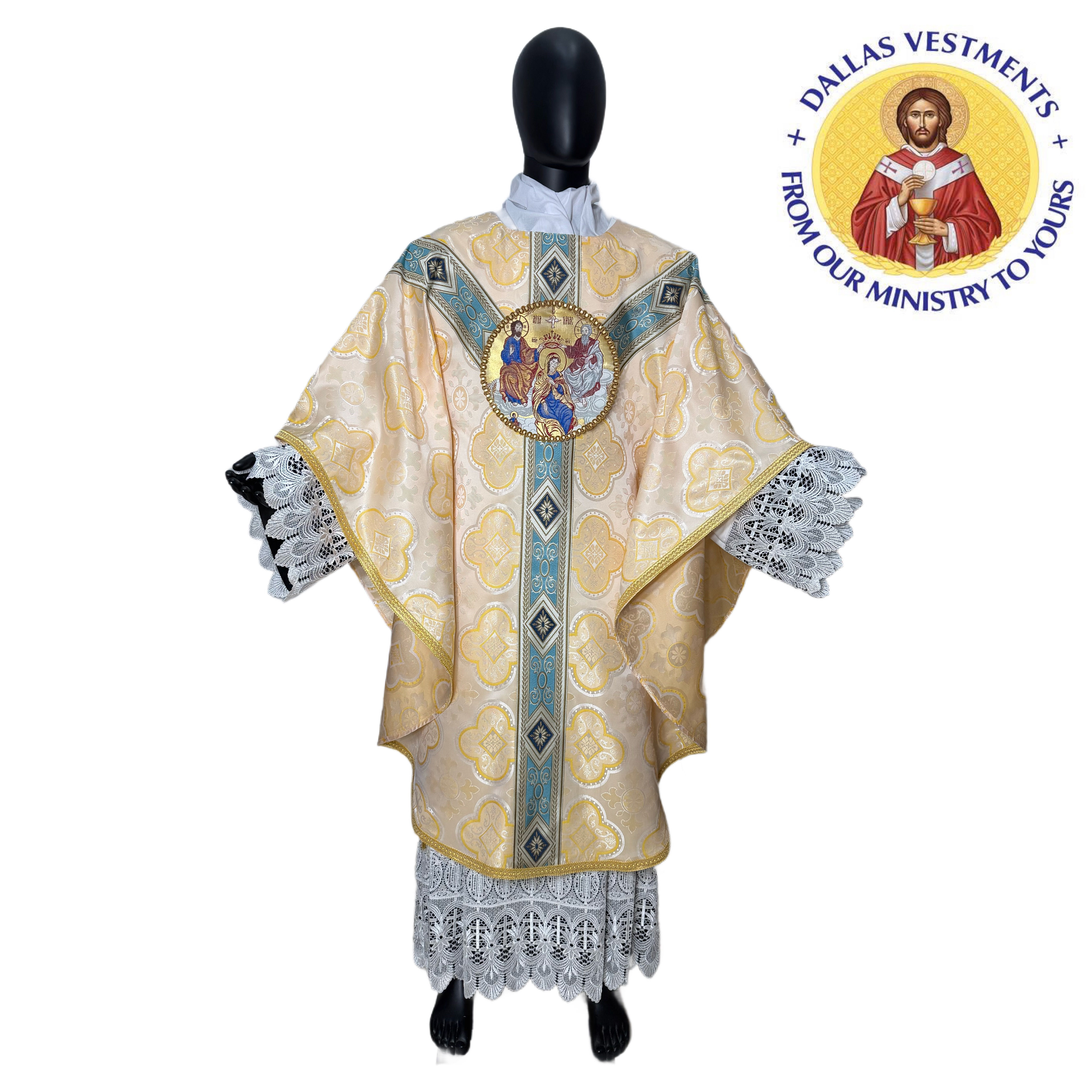 Gold Brocade Semi-Gothic Chasuble (Mary Quen of Heaven )