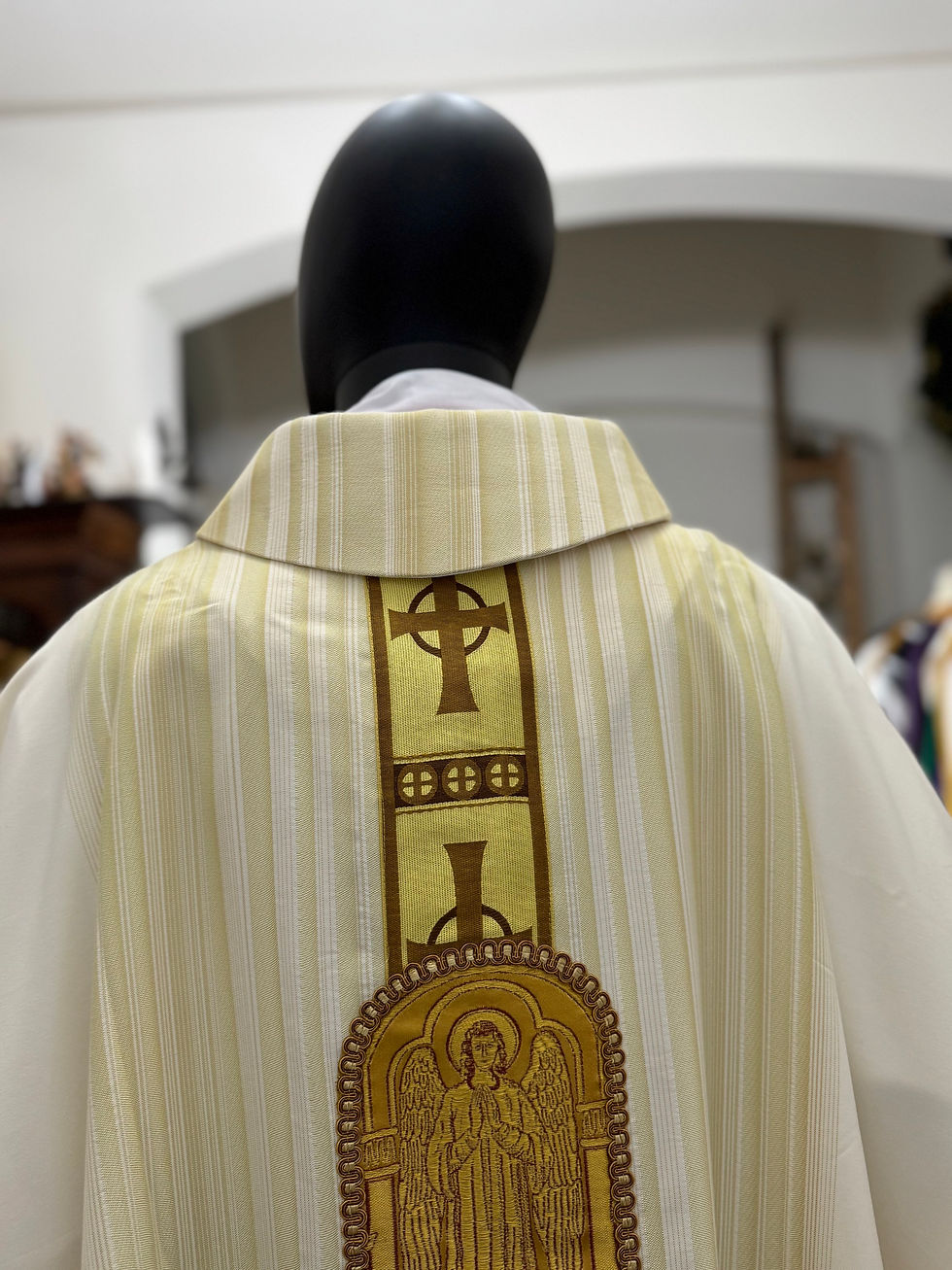 Thumbnail: White Collared Monastic Chasuble set + Stole (Mone Collection)