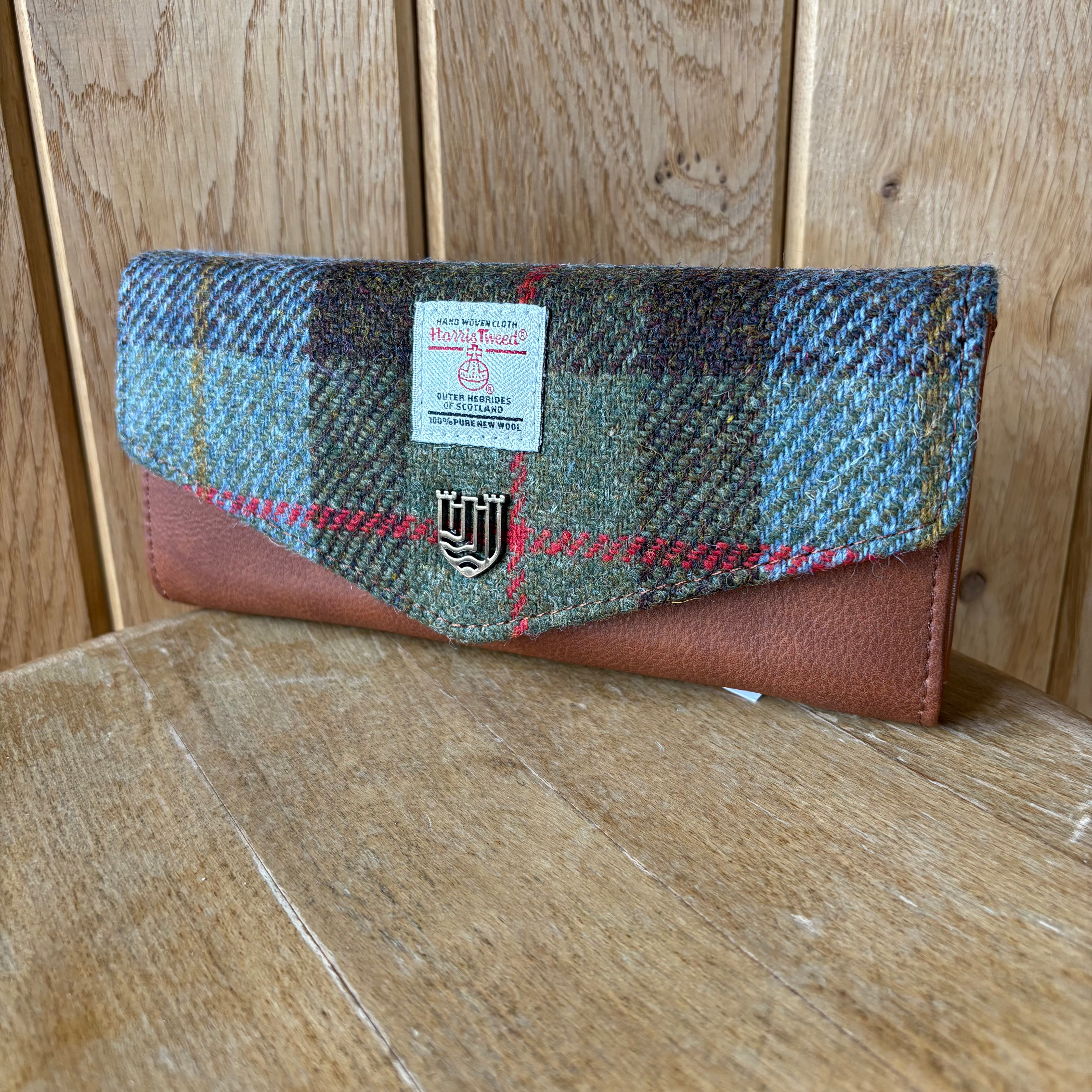 Brand New Harris Green/Blue Tweed Purse