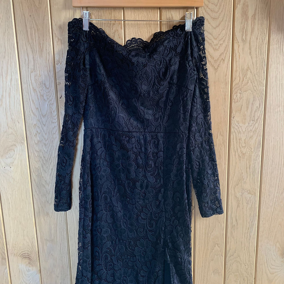 Thumbnail: IX London Black Off Shoulder Lace Dress Uk12