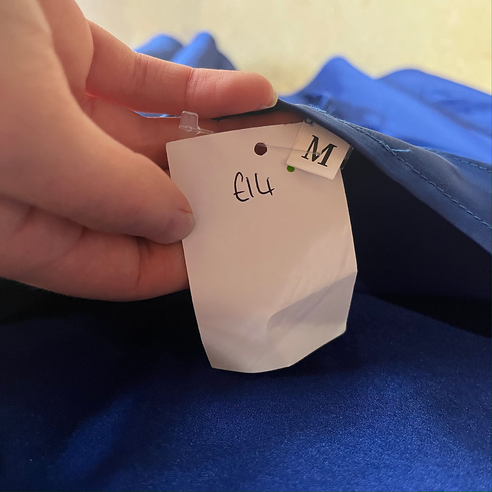 Thumbnail: Brand New Blue Silk Cowl Neck Dress Medium (10/12)