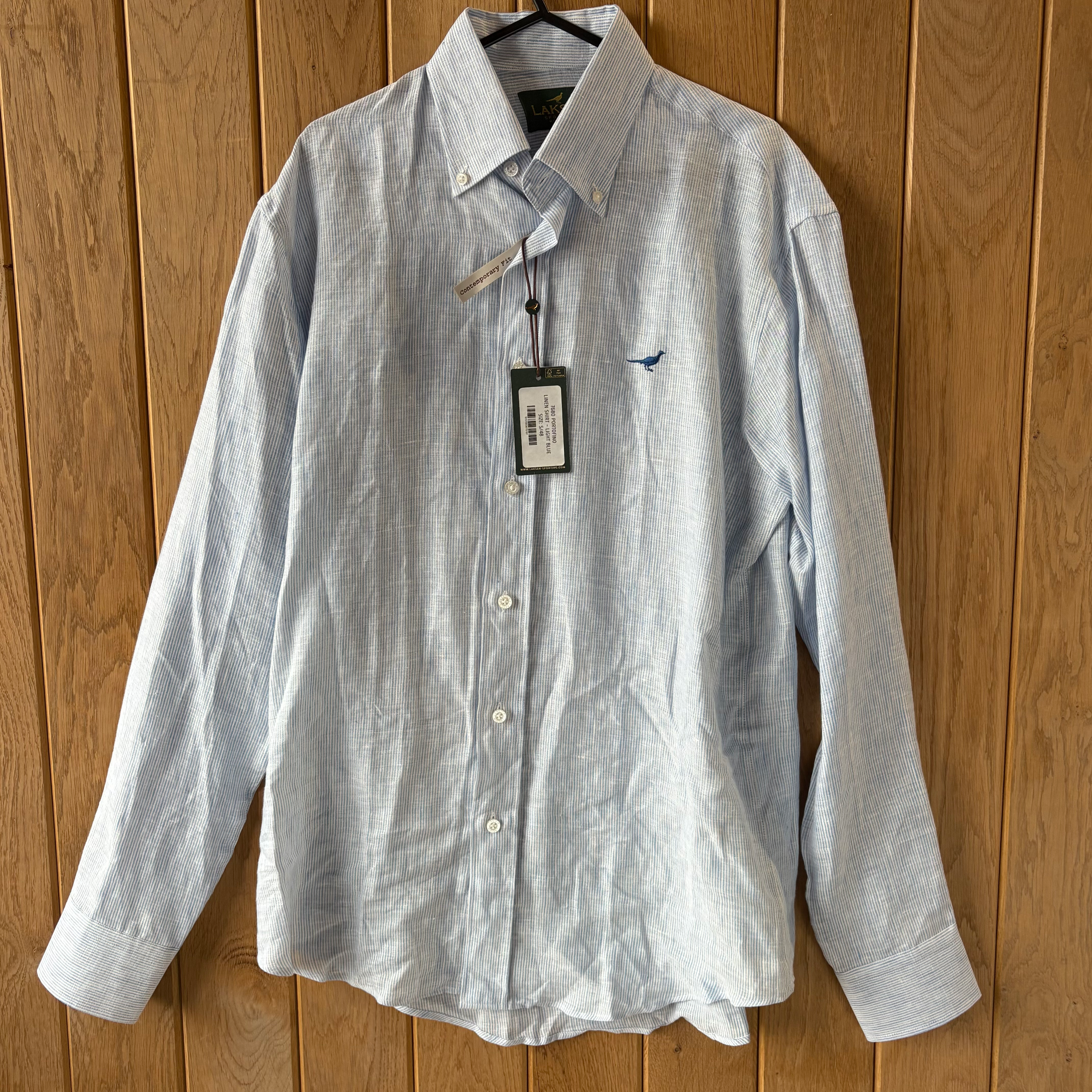 BNWT Laksen Blue Stripe Linen Shirt S & M
