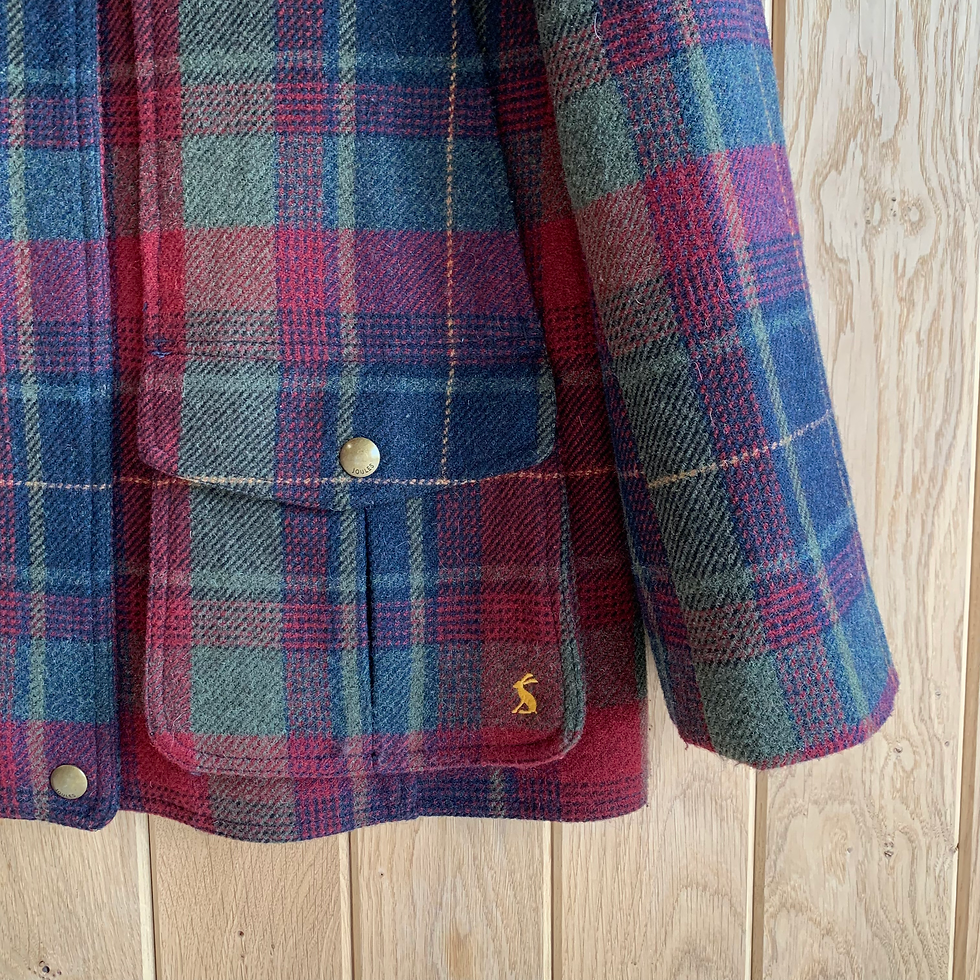 Thumbnail: Joules Green/Red Tweed Field Coat Uk6
