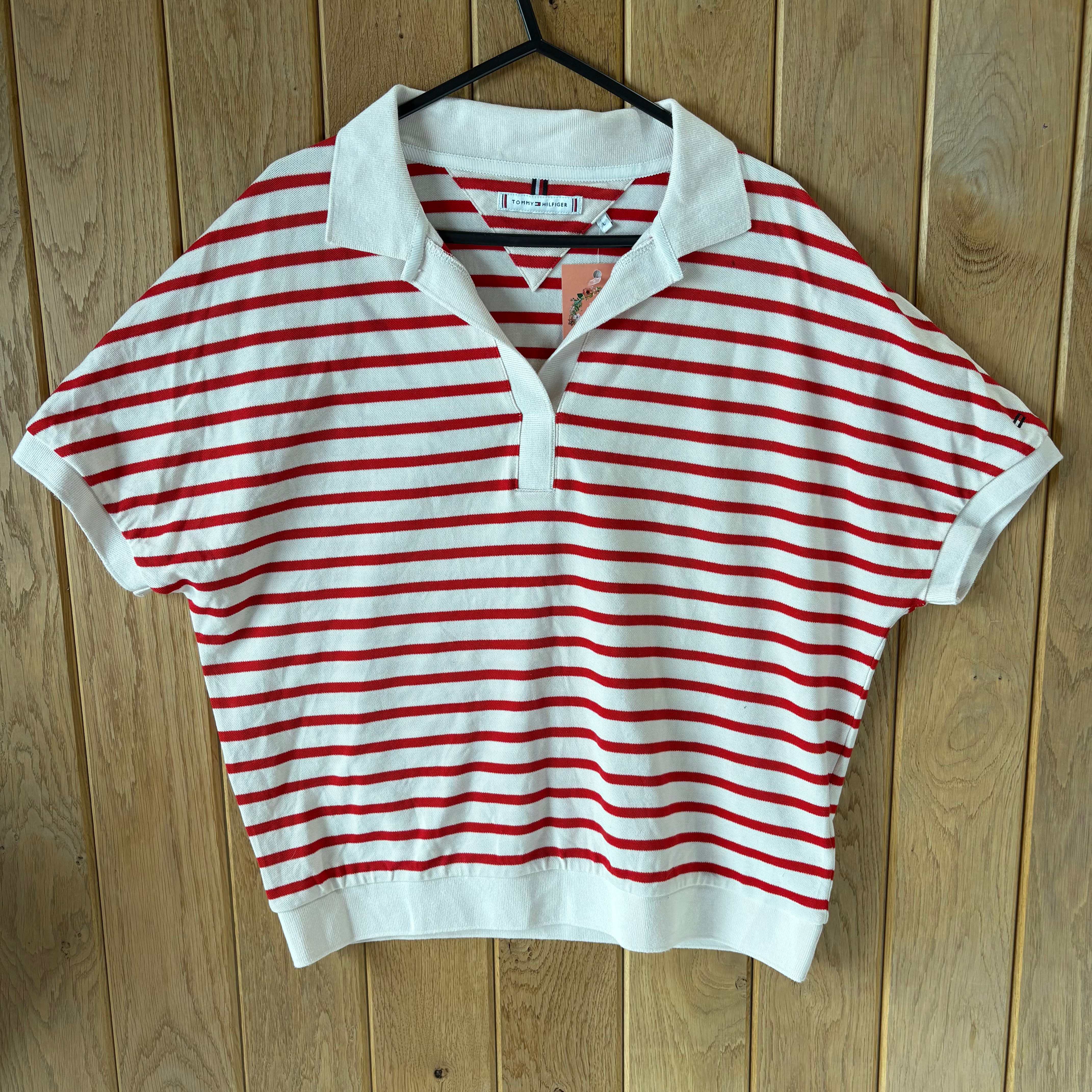 Tommy Hilfiger Red Stripe Polo Top large