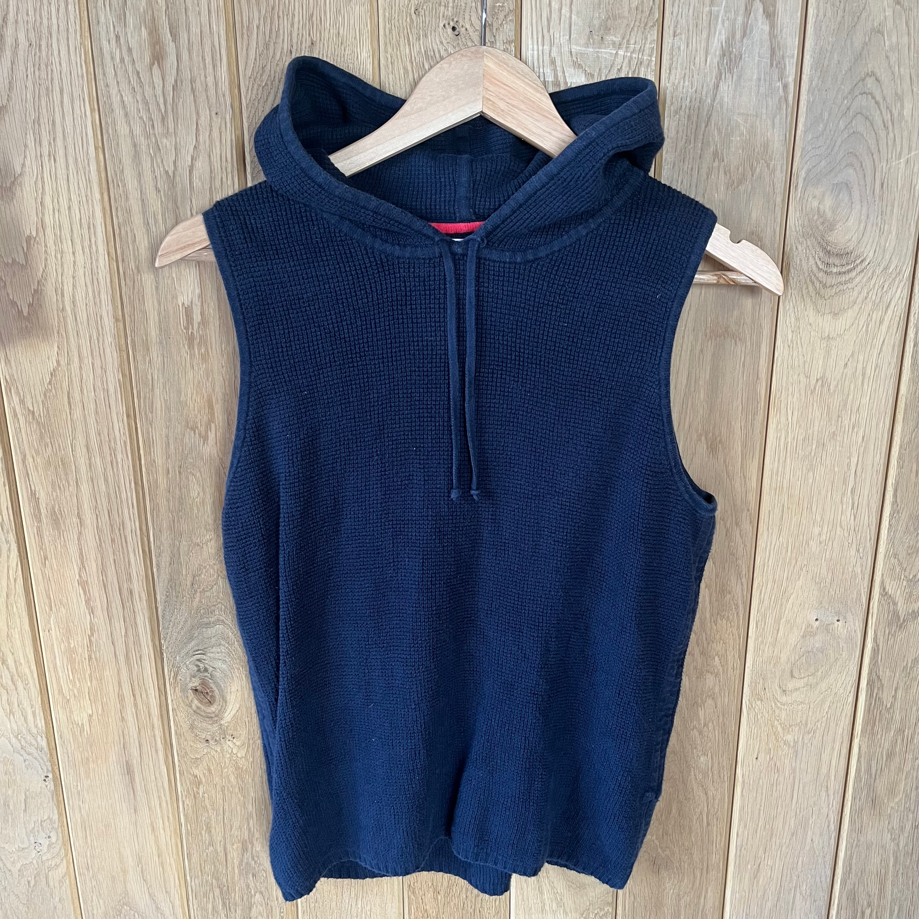 Tommy Hilfiger Navy Sleeveless Knit Hoodie Medium