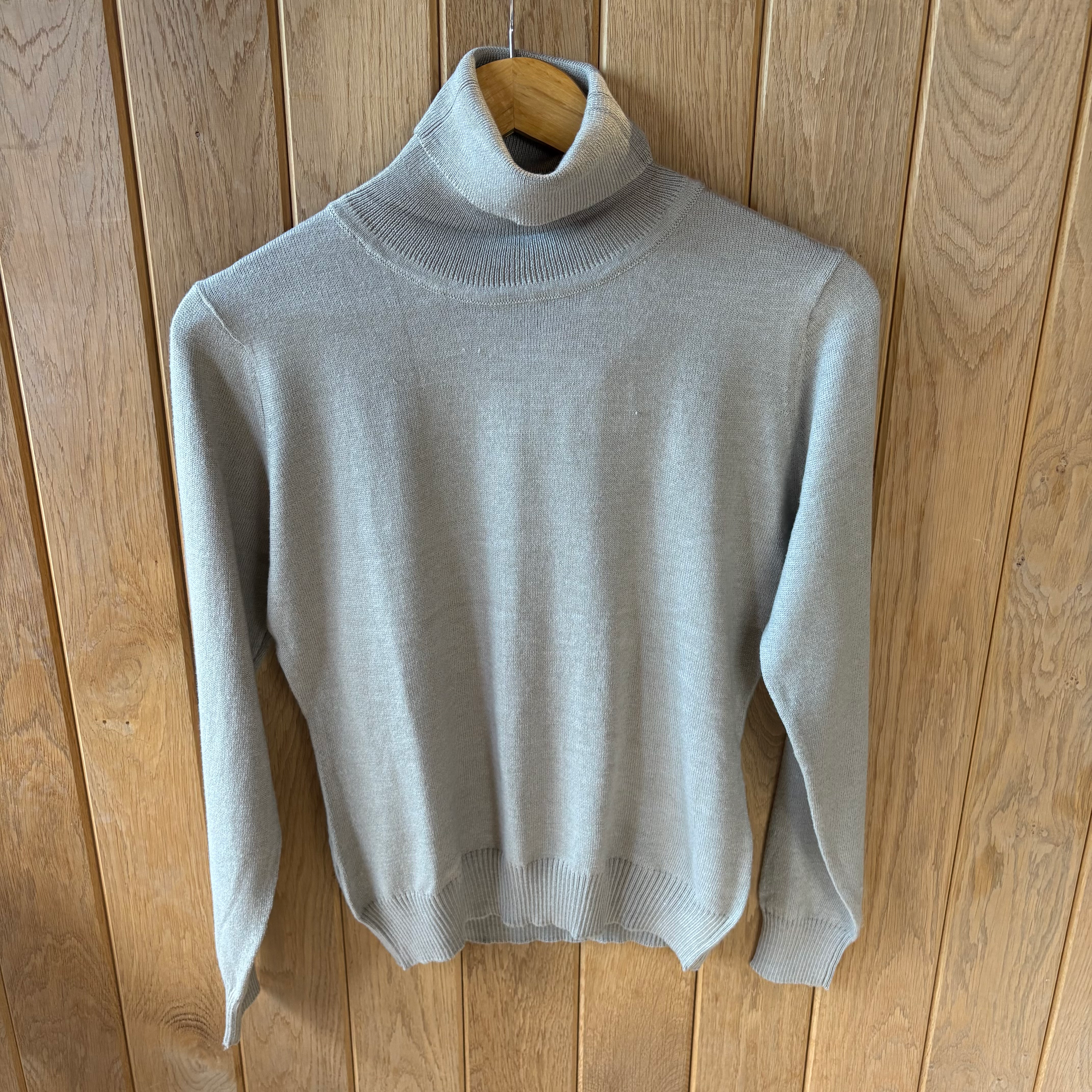 Brand New Beige Cashmere Roll Neck Jumper M/L