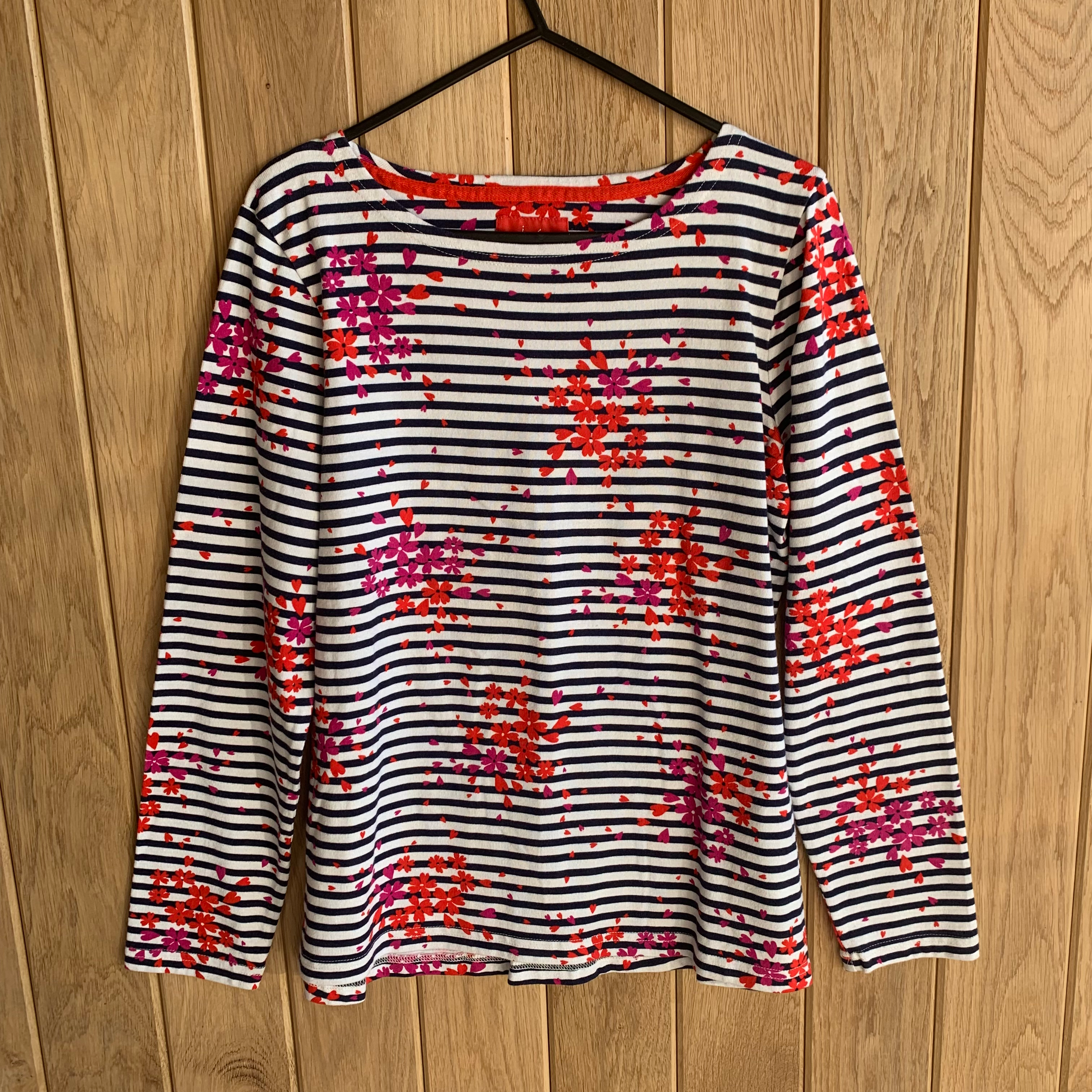 Joules Navy Stripe Floral Hearts Mariner Top (2 Sizes Available)
