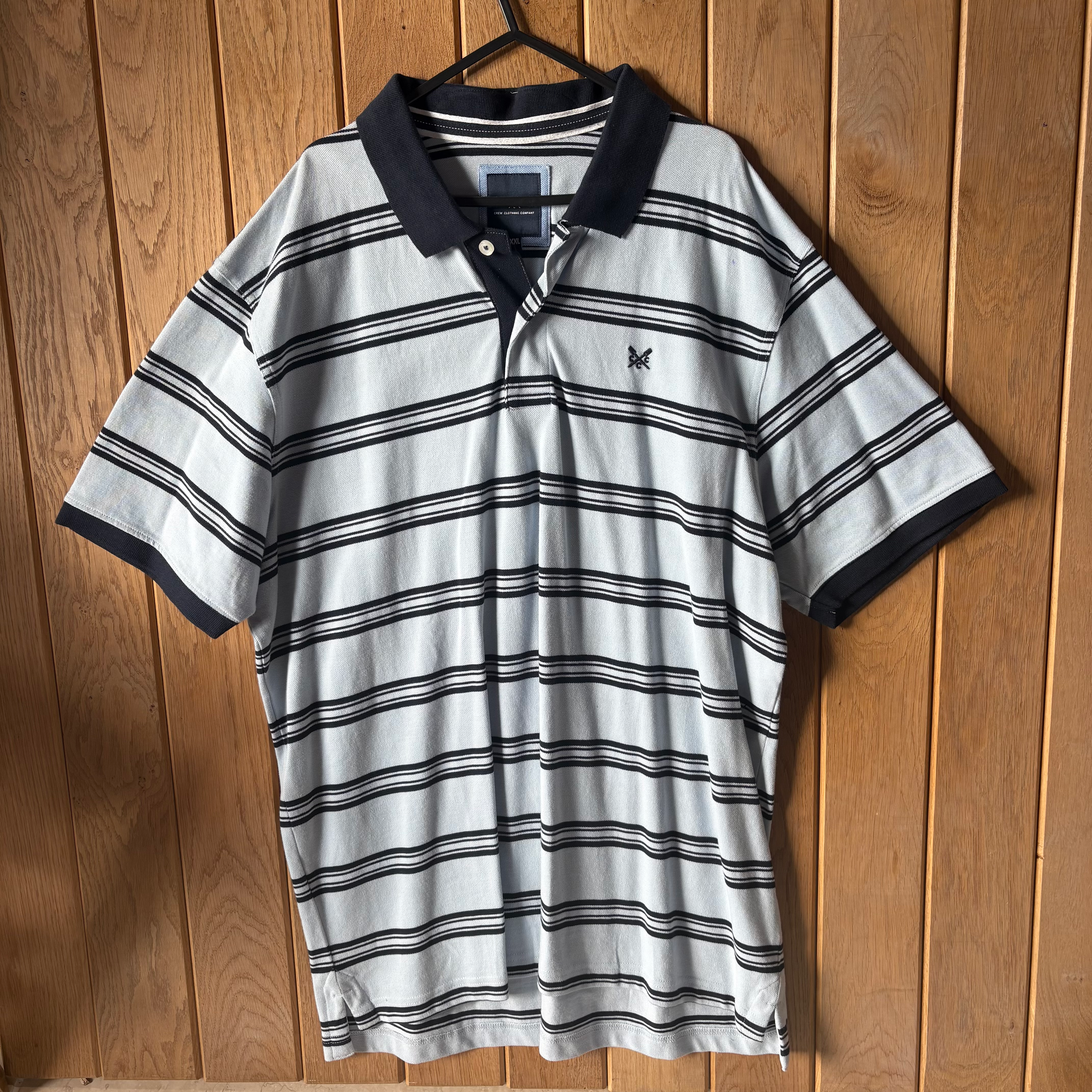 Crew Clothing Navy Stripe Polo Shirt Size XX-Large