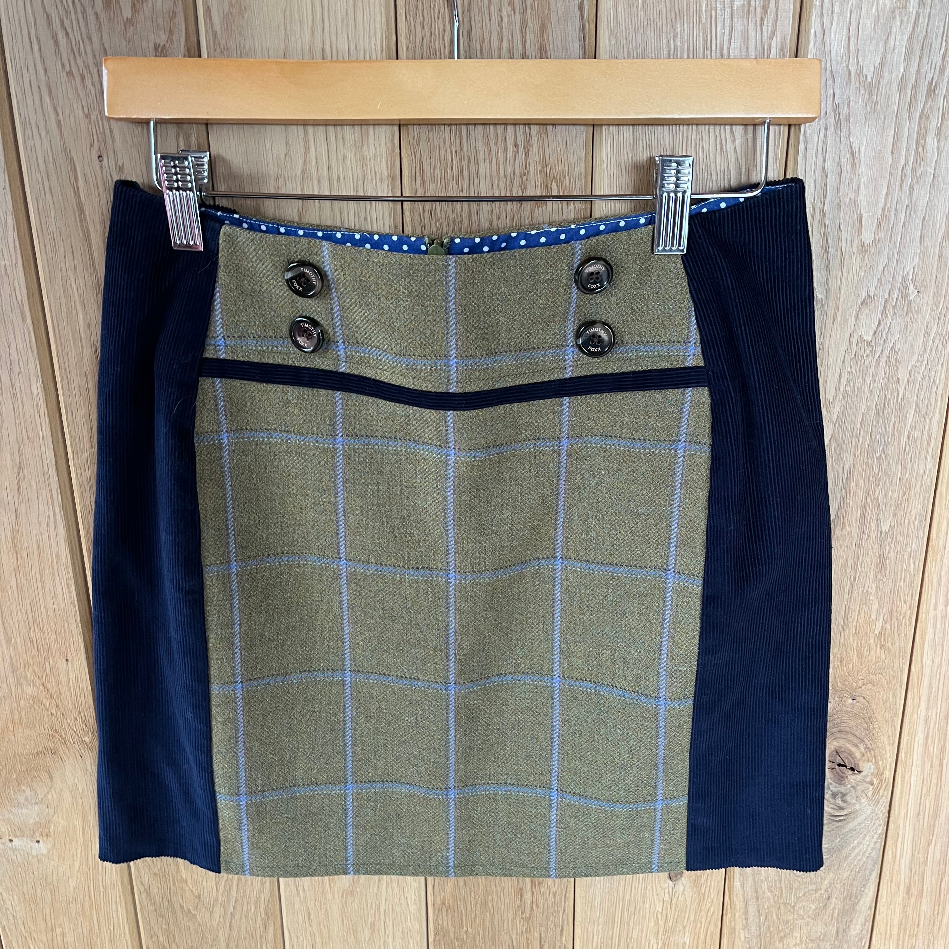 Timothy Fox Green/Navy Tweed Skirt Uk8