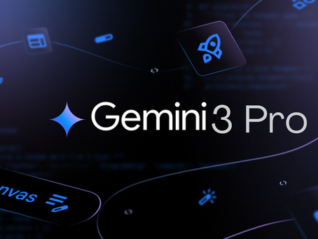 Futuristic design with "Gemini 3 Pro" in bold text. Icons and "Canvas" text float on a dark, tech-themed background with glowing blue accents.