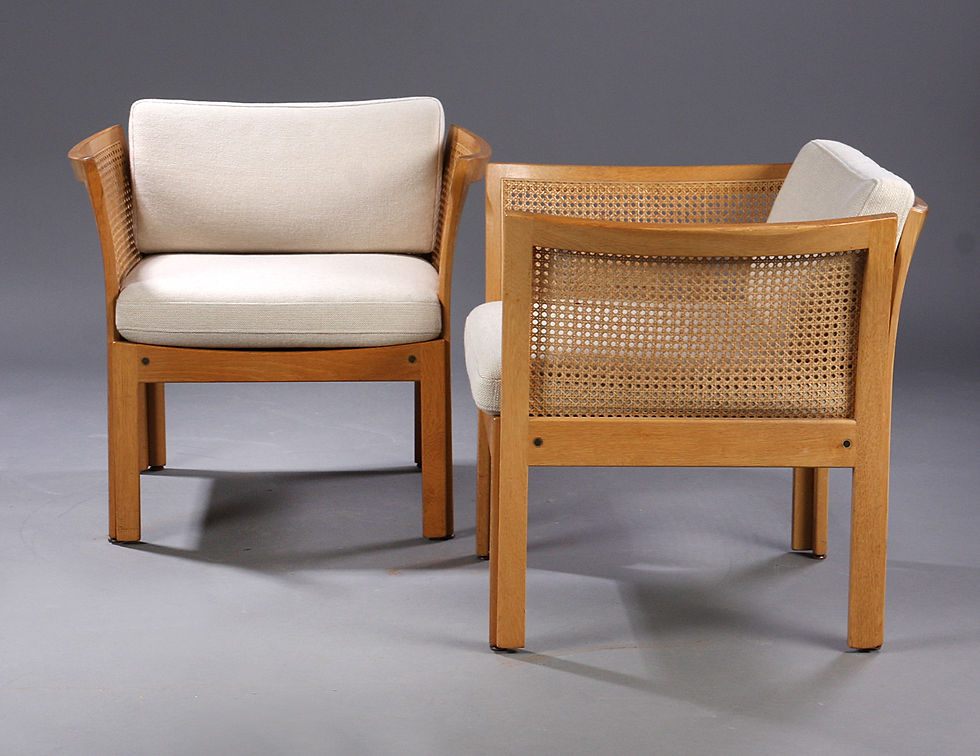 Thumbnail: 1960s Illum Vikkelso Set of Three DanisPlexus Easy Chairs in Oak and Grey Fabric