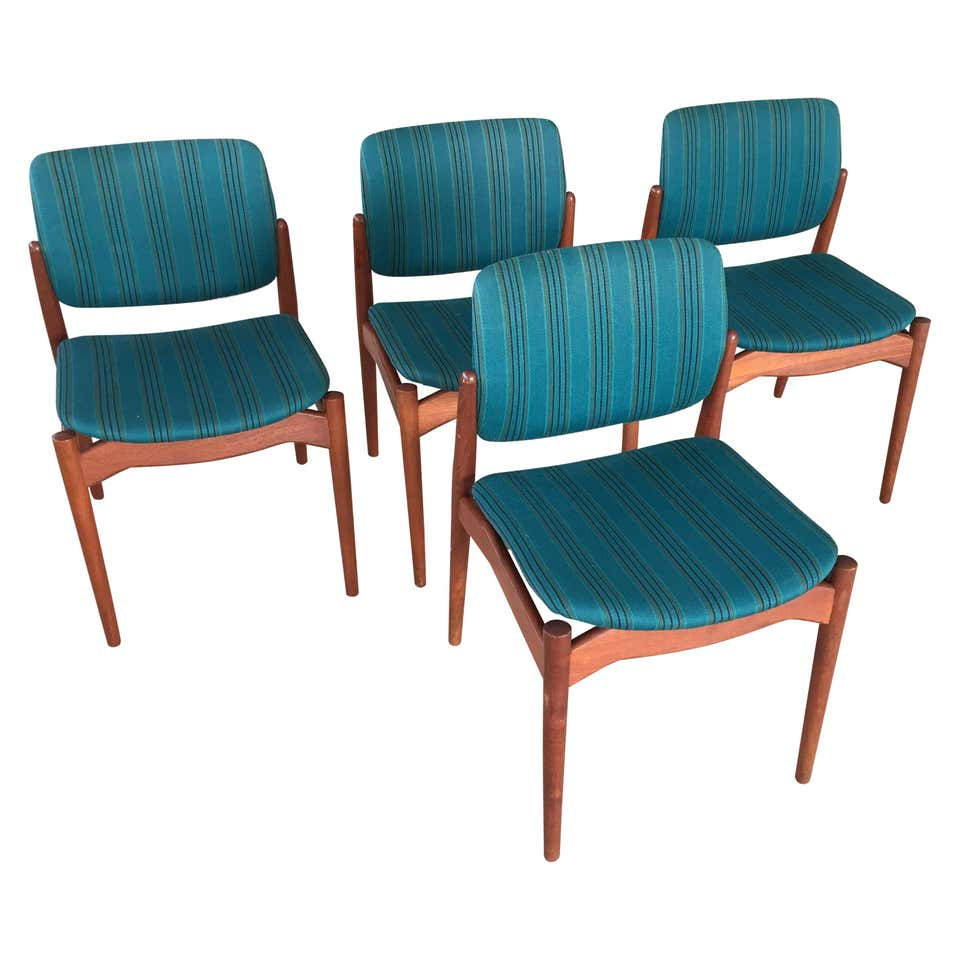Thumbnail: 1960s Erik Buch Set of Four Teak Captain Dining Chairs, Included Reupholstery
