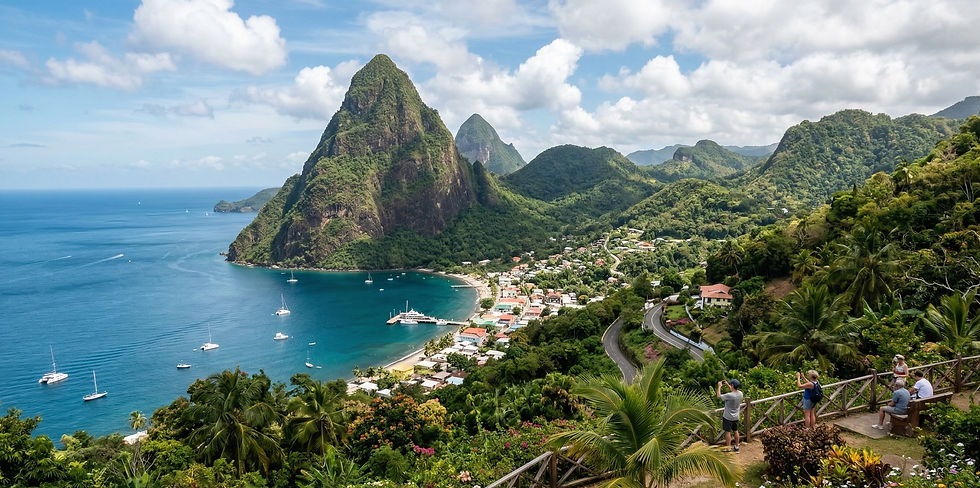 İngiltere, Saint Lucia'nın Vizesiz Erişimini Kaldırdı. St Lucia adasının panoramik görünümü