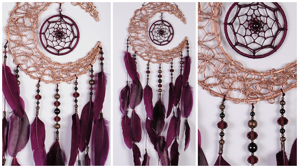 Миниатюра: Burgundy Dream Catcher Moon Dreamcatcher Bordeaux Dream сatcher Garnet dreamcatc