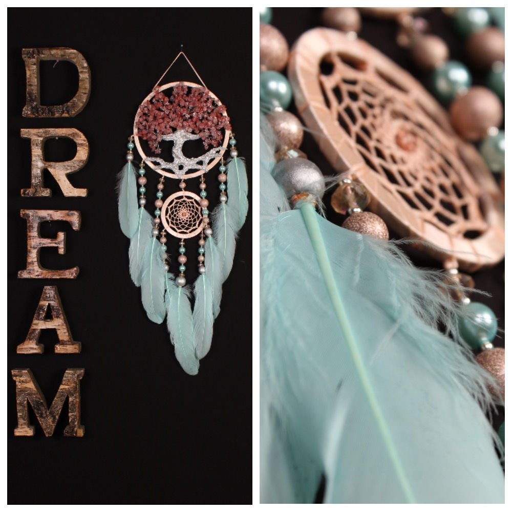 Light mint pink Dream Catcher Tree of life Dreamcatcher quartz Dream сatcher Lig