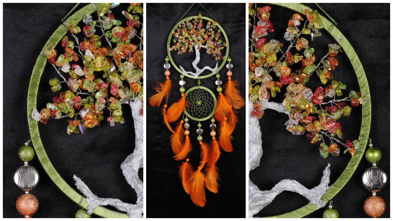 Orange olive Dream Catcher Tree of life Dreamcatcher Gemstone Unakite Dream сatc