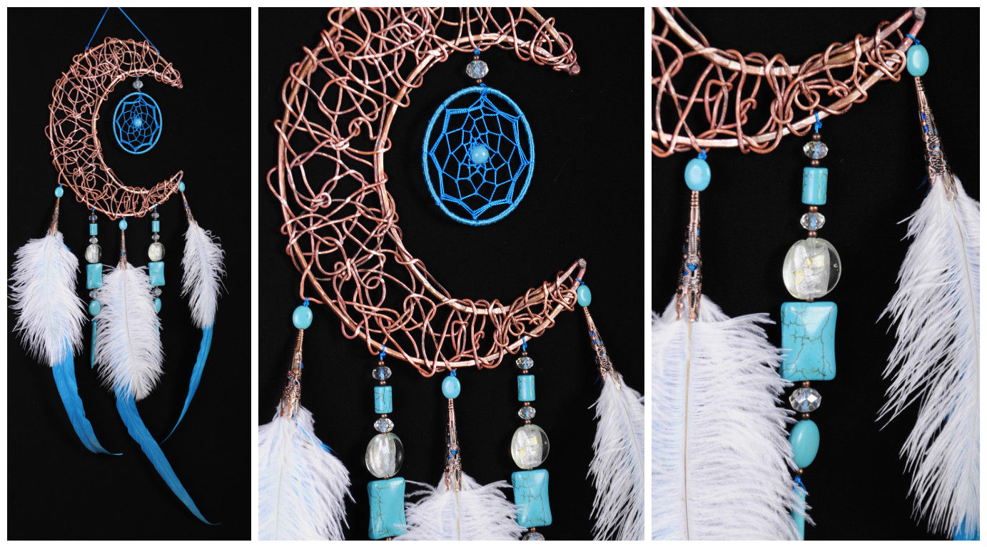 Blue Dream Catcher Moon Dreamcatcher Copper dreamcatcher turquoise dreamcatchers