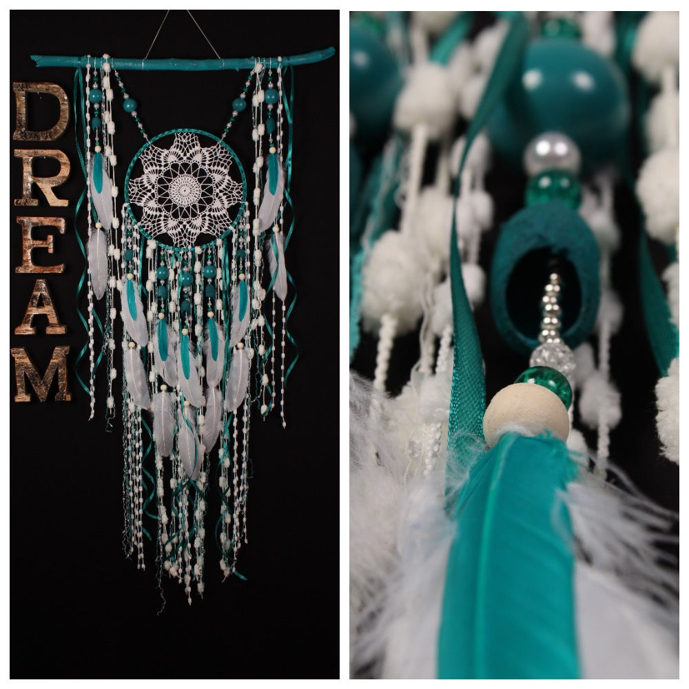 Turquoise Dreamcatcher Boho Dream Catcher Large crochet dreamcatcher gift weddin