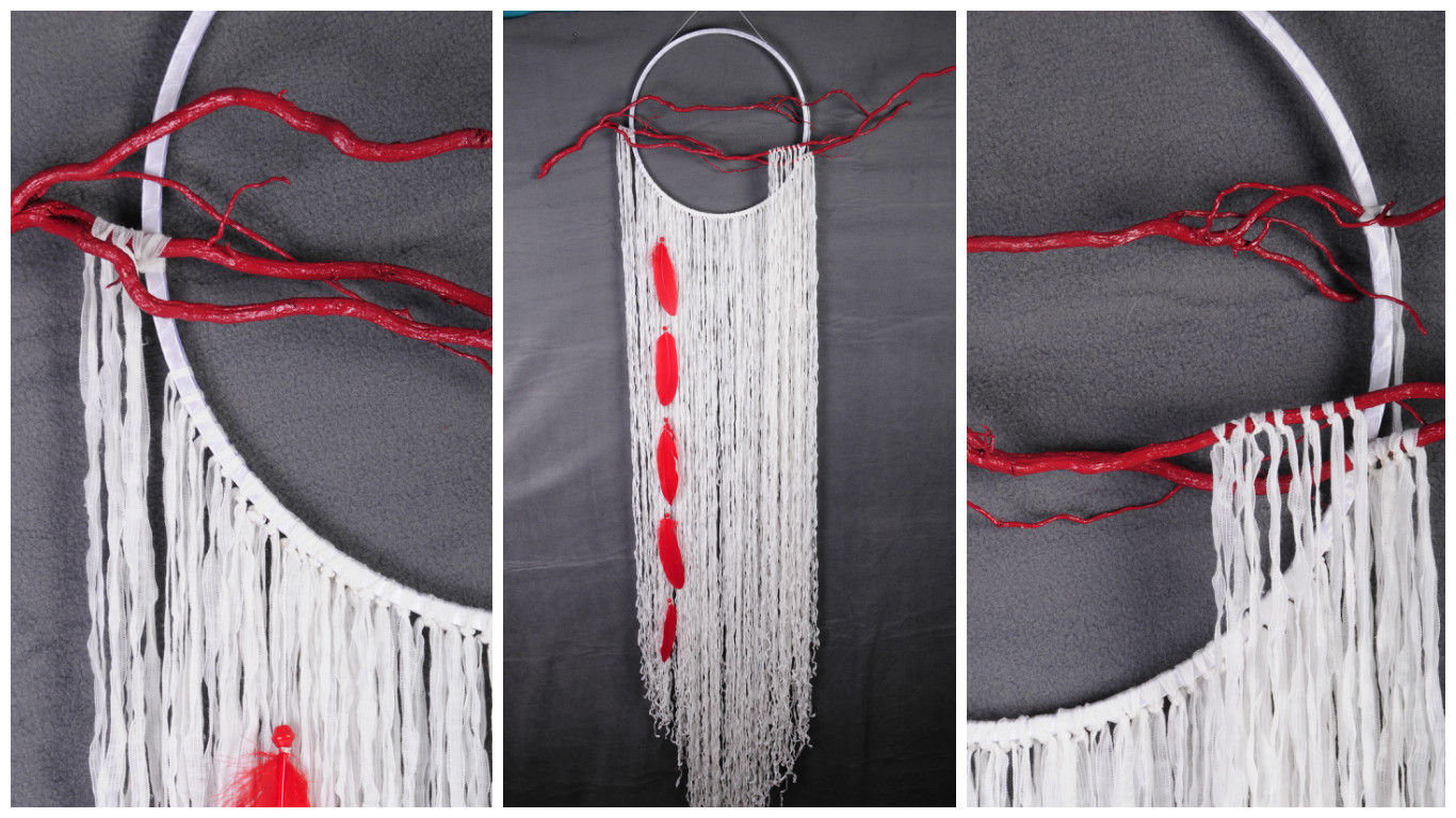 White Dreamcatcher white red Dream Catcher Large Dreamcatcher gift white dreamca