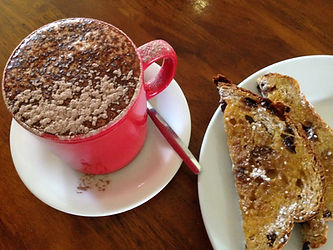 Flavours Cafe Boonah coffee and raisin toast
