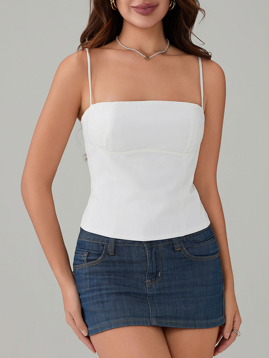 Thumbnail: Y2K Backless Zip Bustier Crop Top