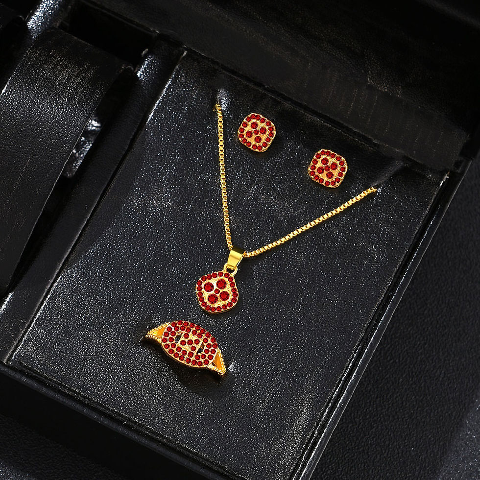 Thumbnail: Cube Luxury Jewelry Set — Necklace, Earrings & Ring