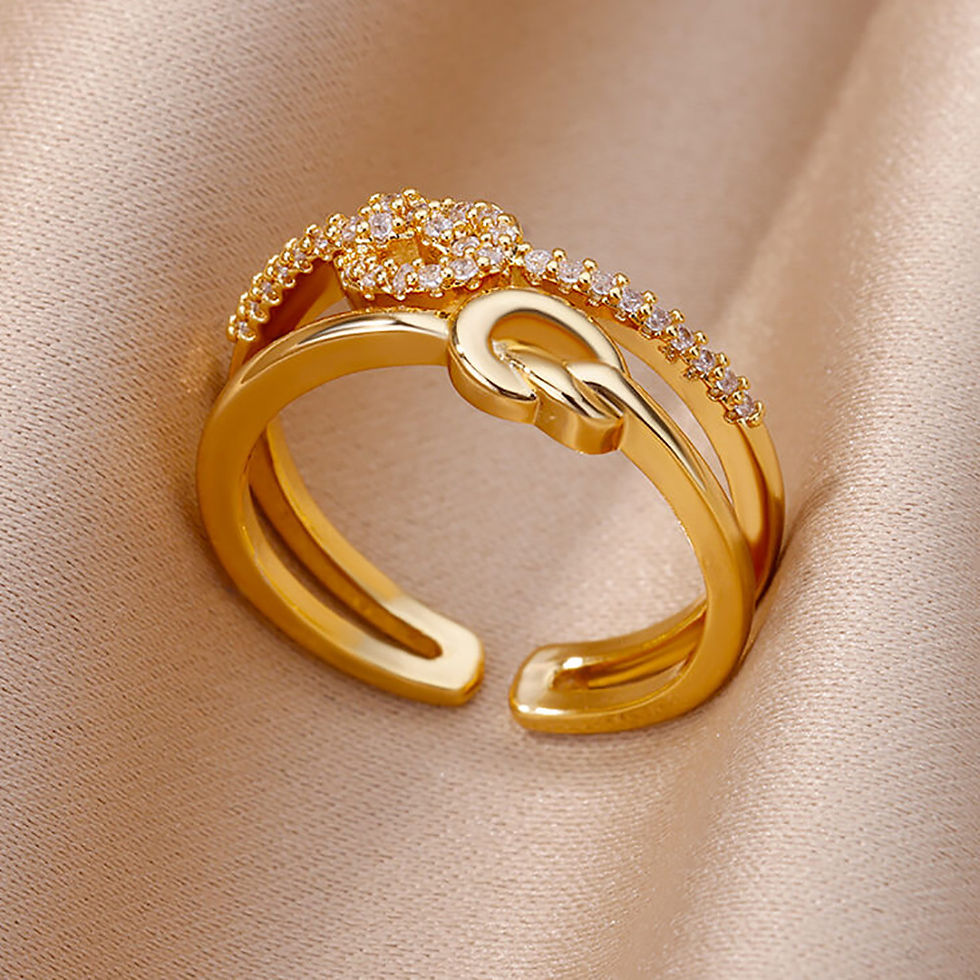 Thumbnail: Gold Plated Zircon Chain Ring — Adjustable