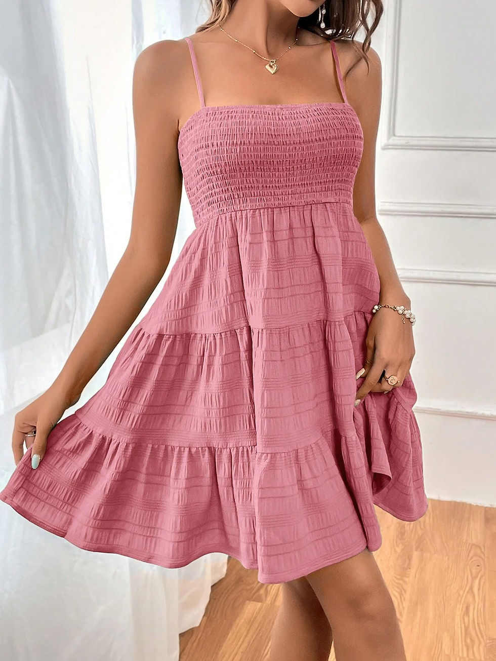 Thumbnail: Blue Smocked Ruffle Mini Dress