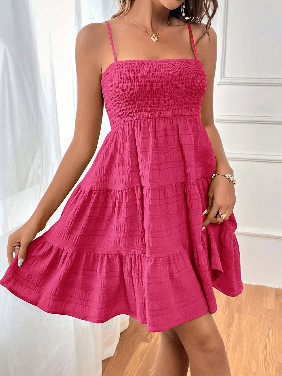 Thumbnail: Blue Smocked Ruffle Mini Dress