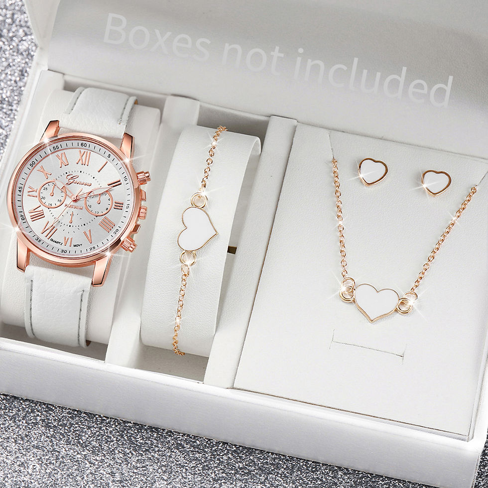 Thumbnail: Heart Rhinestone Quartz Watch Set — 5-6 Pcs