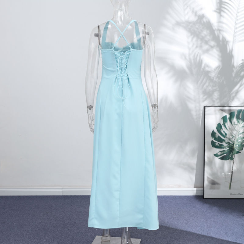 Thumbnail: Elegant Spaghetti Strap High Slit Dress