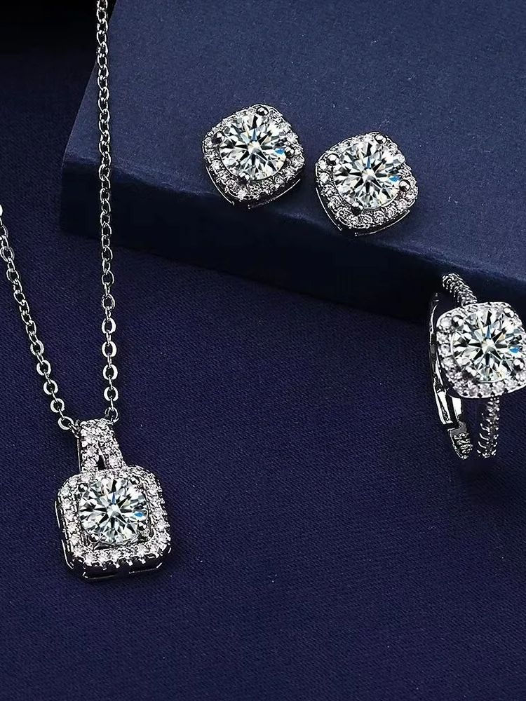 Thumbnail: Cube Luxury Jewelry Set — Necklace, Earrings & Ring
