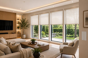 Motorized window shades installed in a custom Sapphire, North Carolina home.