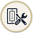 Wall-mounted dimmer beside a crossed screwdriver and wrench