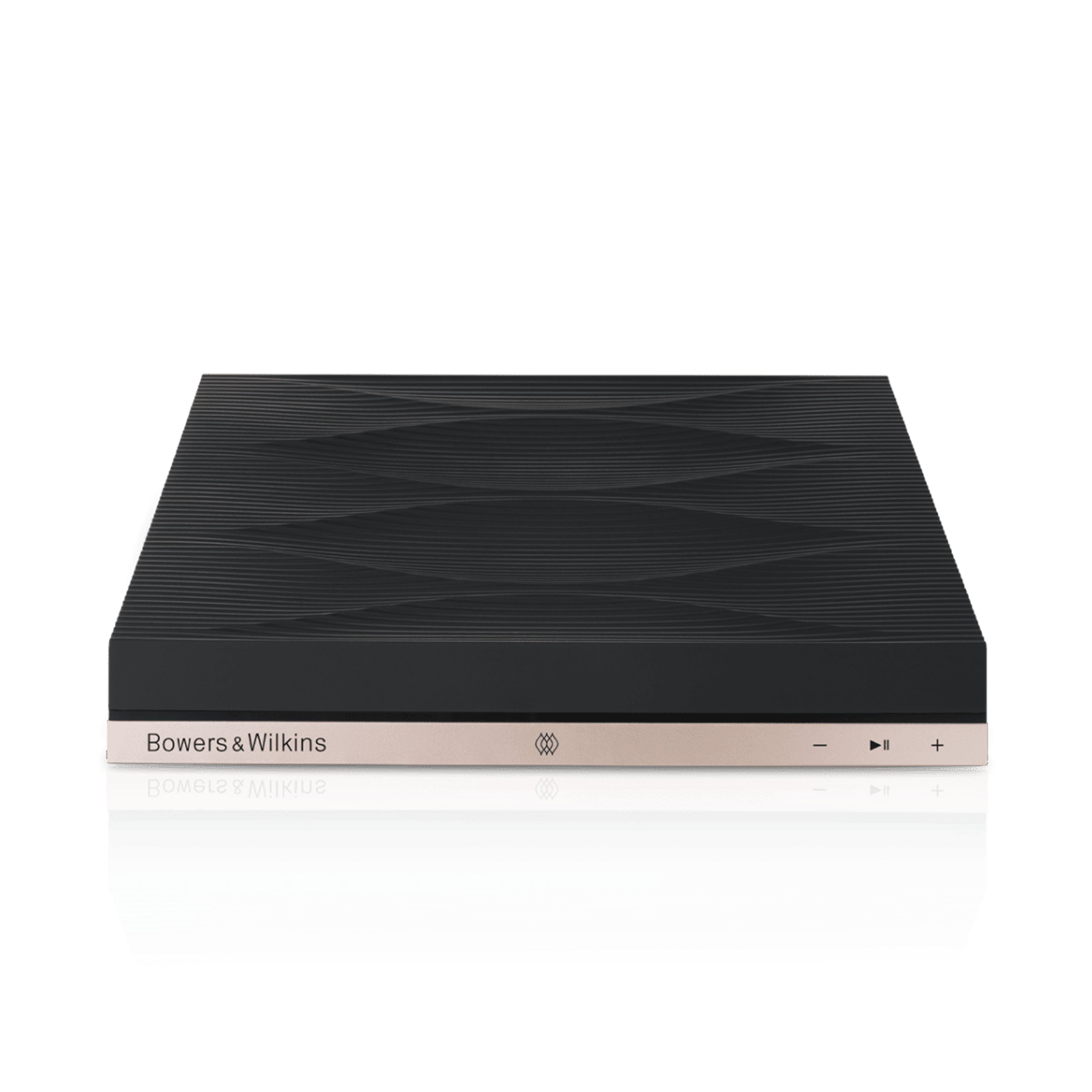 Front view of the Bowers & Wilkins Formation Audio streaming media player showing the compact chassis, minimalist design