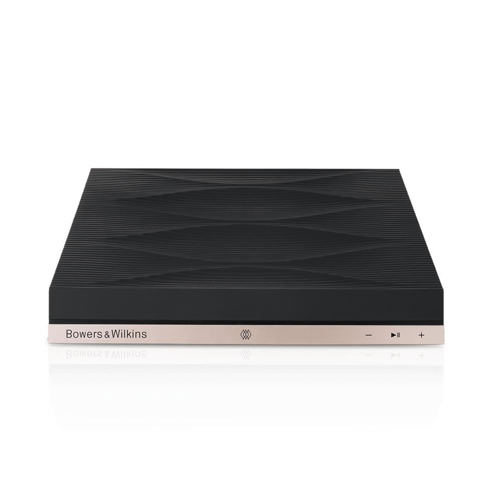 Front view of the Bowers & Wilkins Formation Audio streaming media player showing the compact chassis, minimalist design